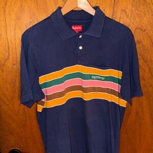 Supreme Stripe Polo Shirt | Men’s Medium | Navy |